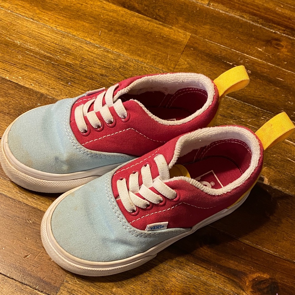 Vans Kids Red and Light Blue Sneakers